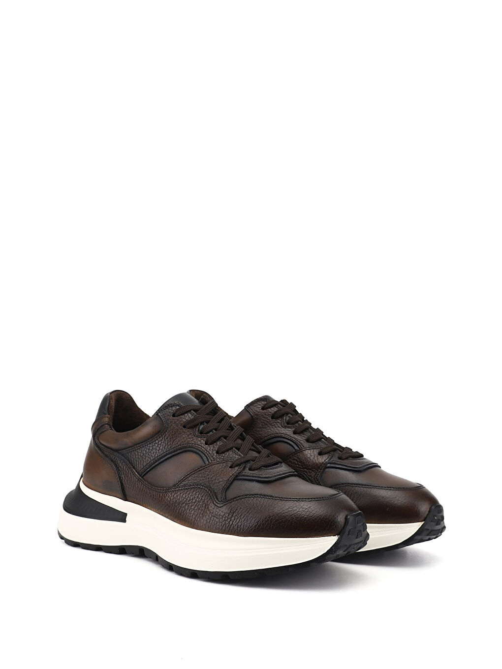 Kahverengi Erkek TÜTÜN KAHVE Bağcıklı Hakiki Deri Comfort Sneaker-1