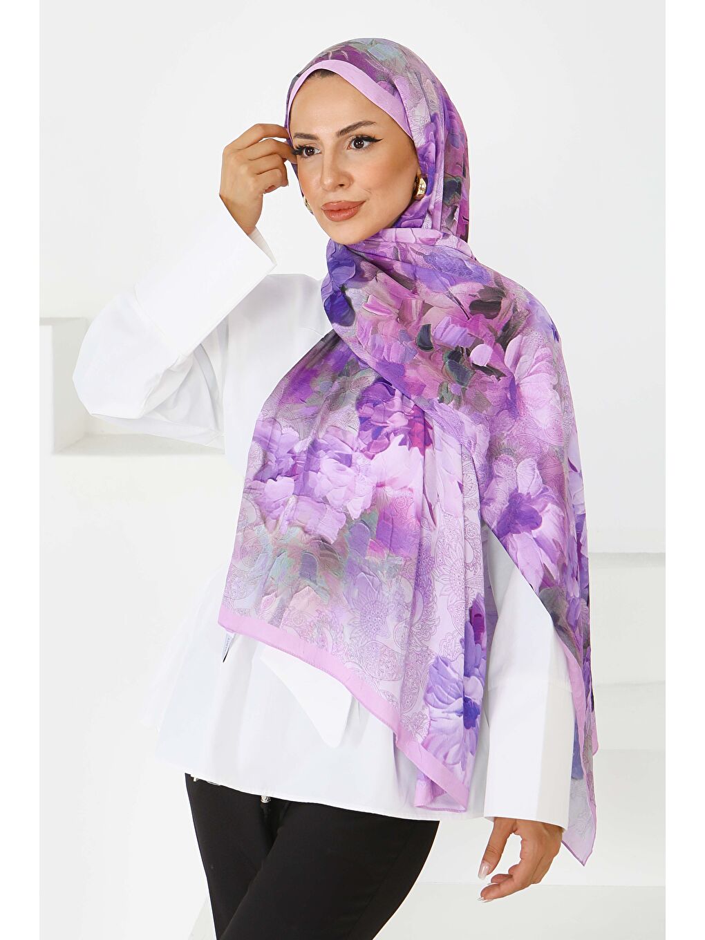 Bambu Kıraş Şal Lila - 27617-1