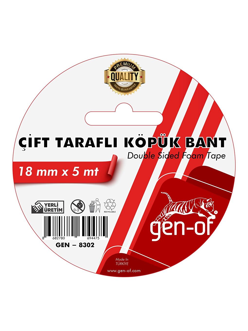 Çift Taraflı Köpük Bant 18x5 m (GEN-8302)