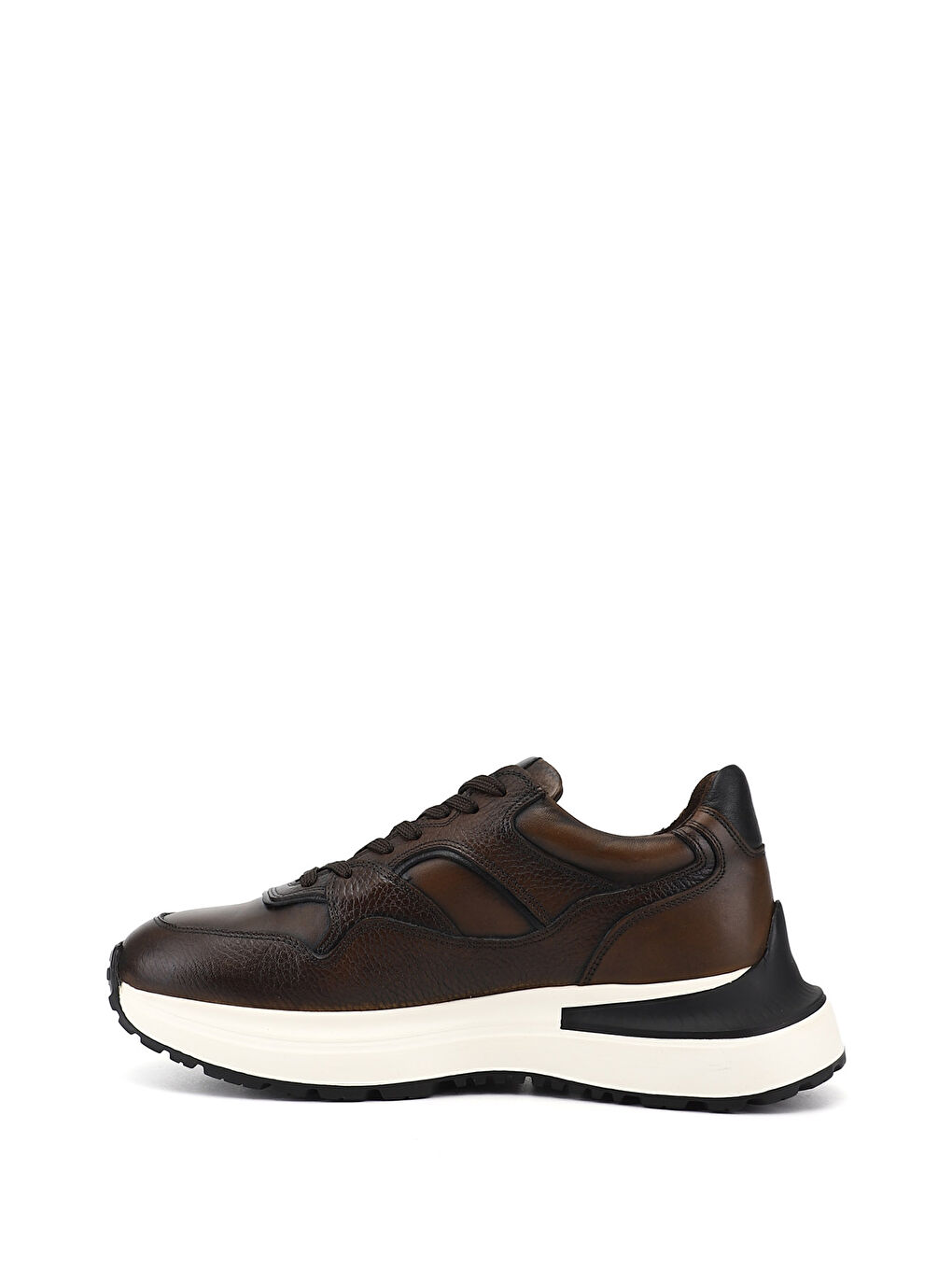 Kahverengi Erkek TÜTÜN KAHVE Bağcıklı Hakiki Deri Comfort Sneaker-3