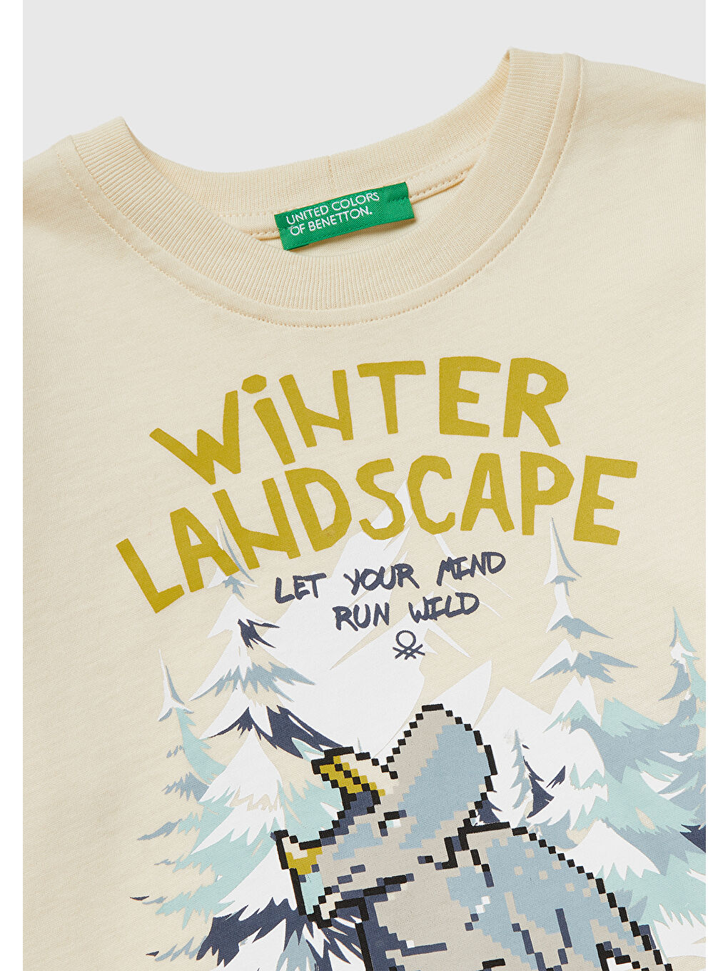 Ekru Erkek Çocuk Krem Baskılı Bisiklet Yaka Jarse Uzun Kollu T-shirt-2