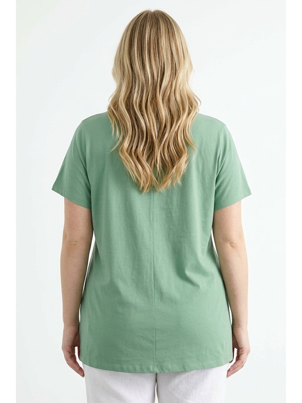 Yeşil Önü Kesikli T-shirt-4