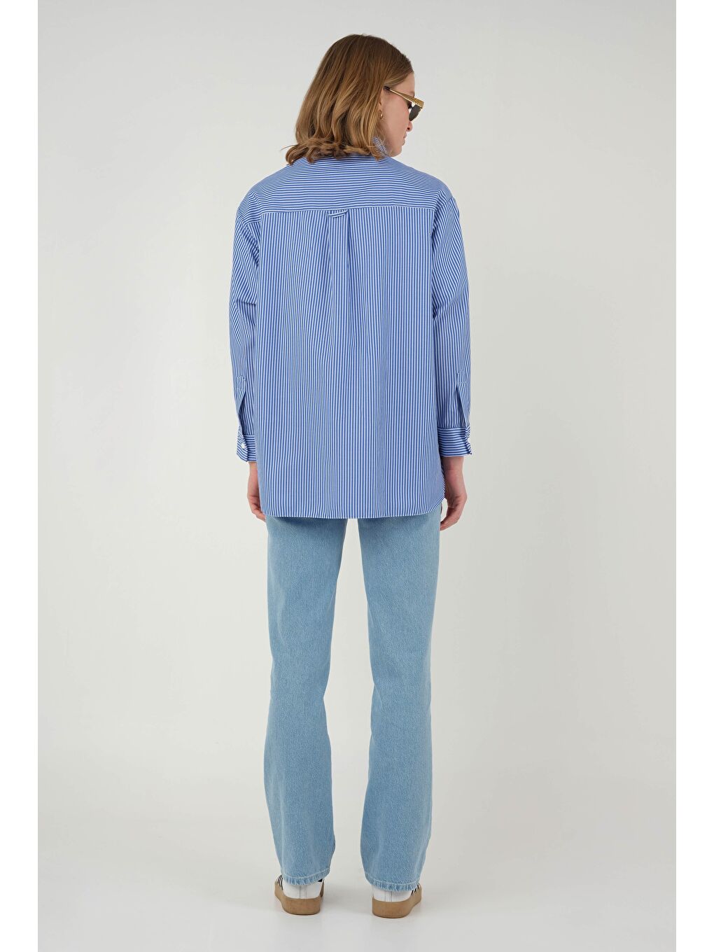 Çizgili Basic Gömlek Lacivert-4