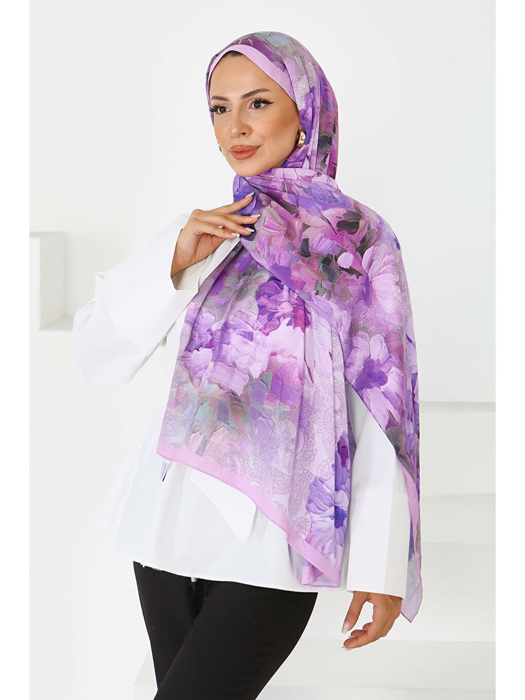 Bambu Kıraş Şal Lila - 27617-2