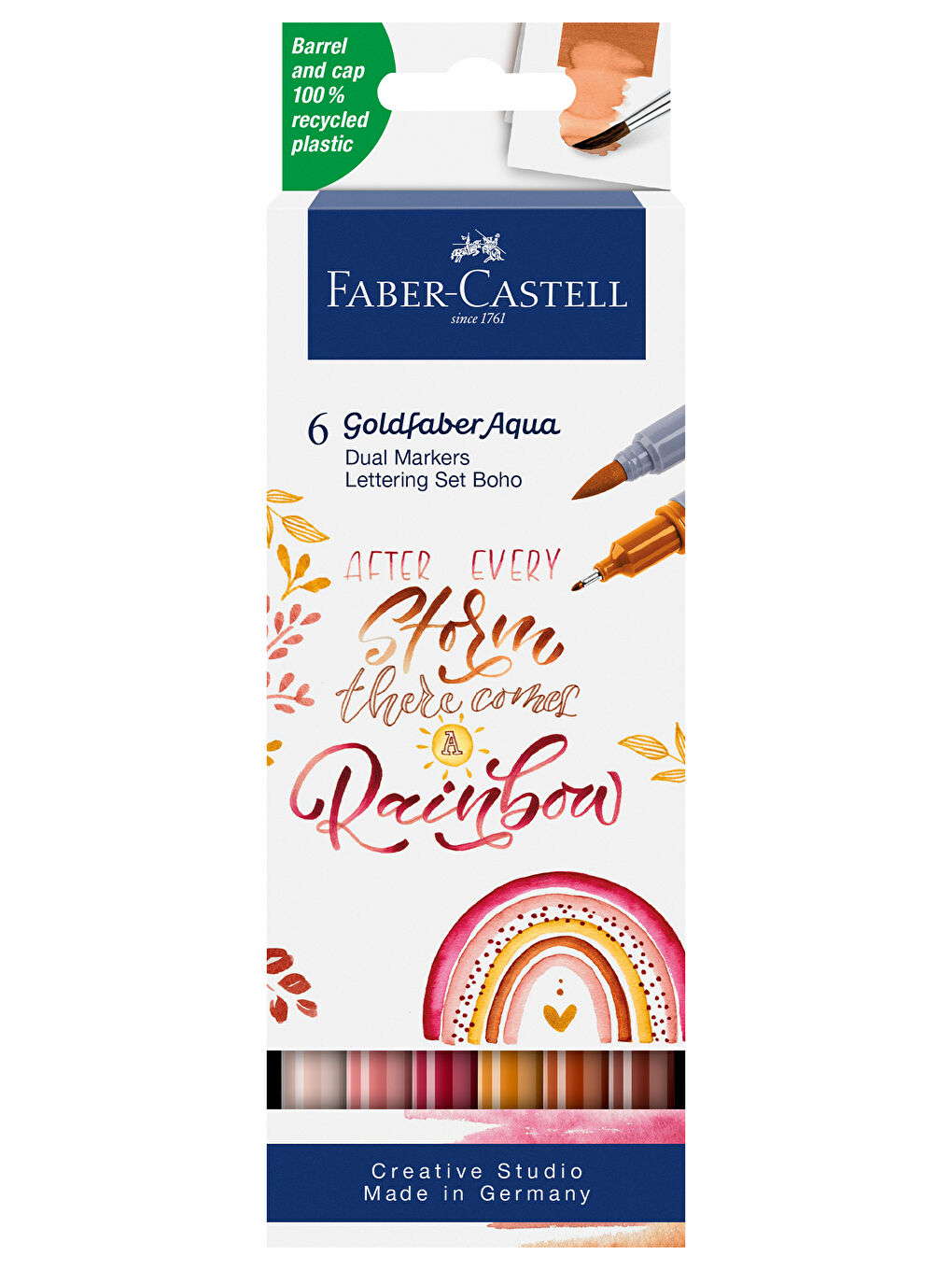 Goldfaber Aqua Çift Uçlu Markör 6’lı Kaligrafi Boho, Fırça ve Fineliner Uç, Kalıcı Mürekkep