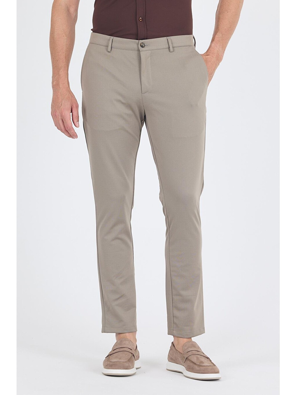 Kahverengi Koyu Vizon Yandan Cepli Casual Slim Fit Pantolon 1003250163