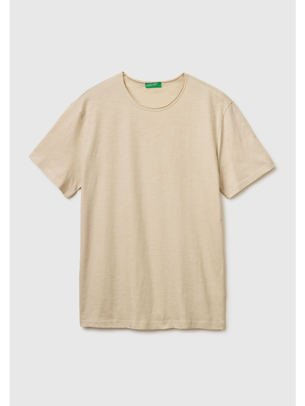 Bej Erkek Taş  %100 Pamuk Regular Fit Bisiklet Yaka T-Shirt