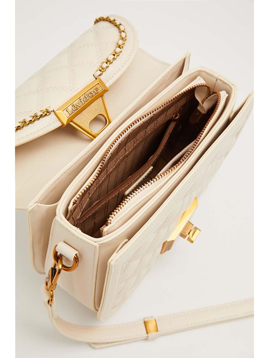 Ekru Premium Krem Kadın Omuz Çantası 930609-3