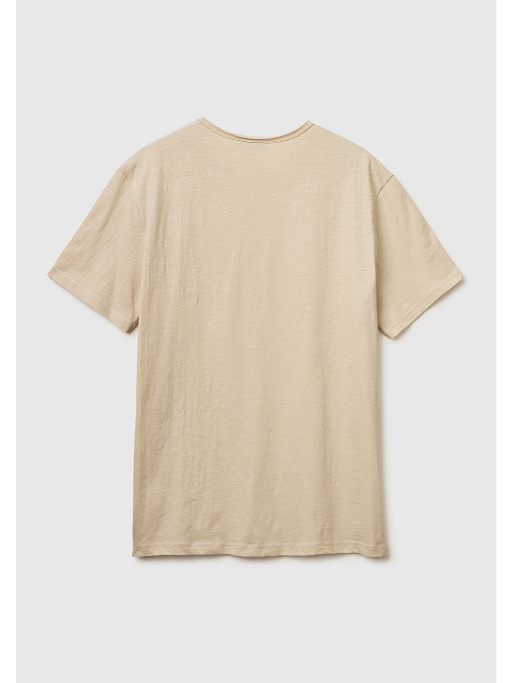 Bej Erkek Taş  %100 Pamuk Regular Fit Bisiklet Yaka T-Shirt-1