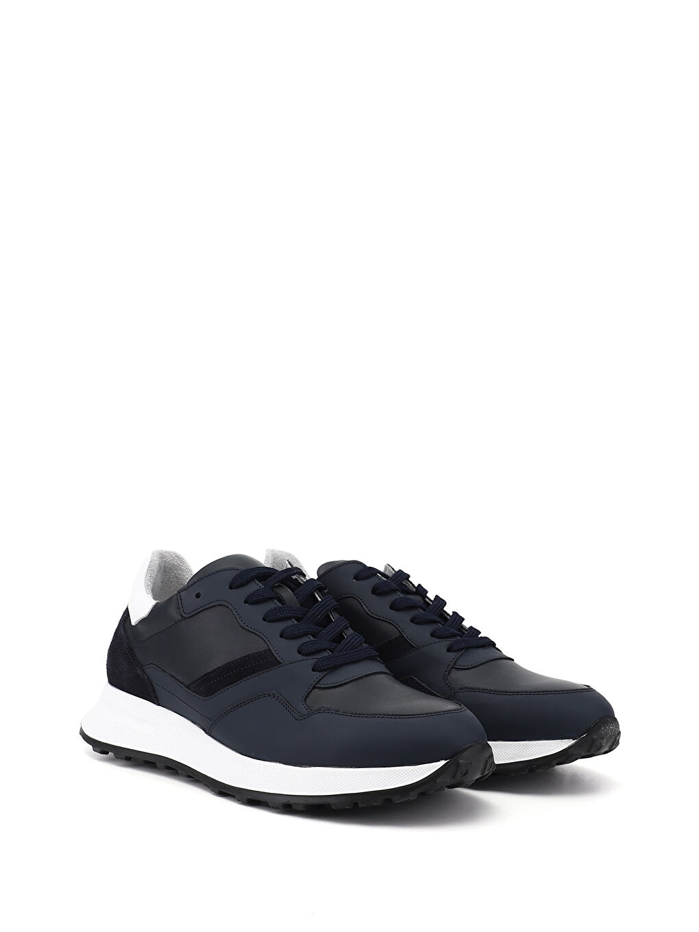 Lacivert Erkek AÇIK LACİVERT Bağcıklı Hakiki Deri Comfort Sneaker-1