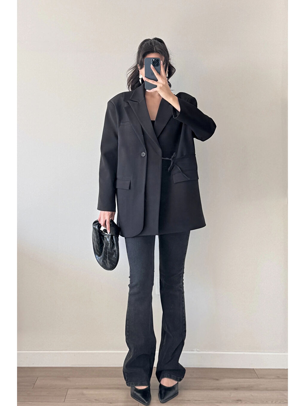 Kadın Siyah Çift Yaka Blazzer Ceket 0999-25088-2