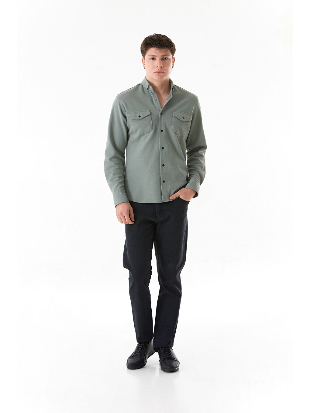 Gri Fermuarlı Regular Fit Jean