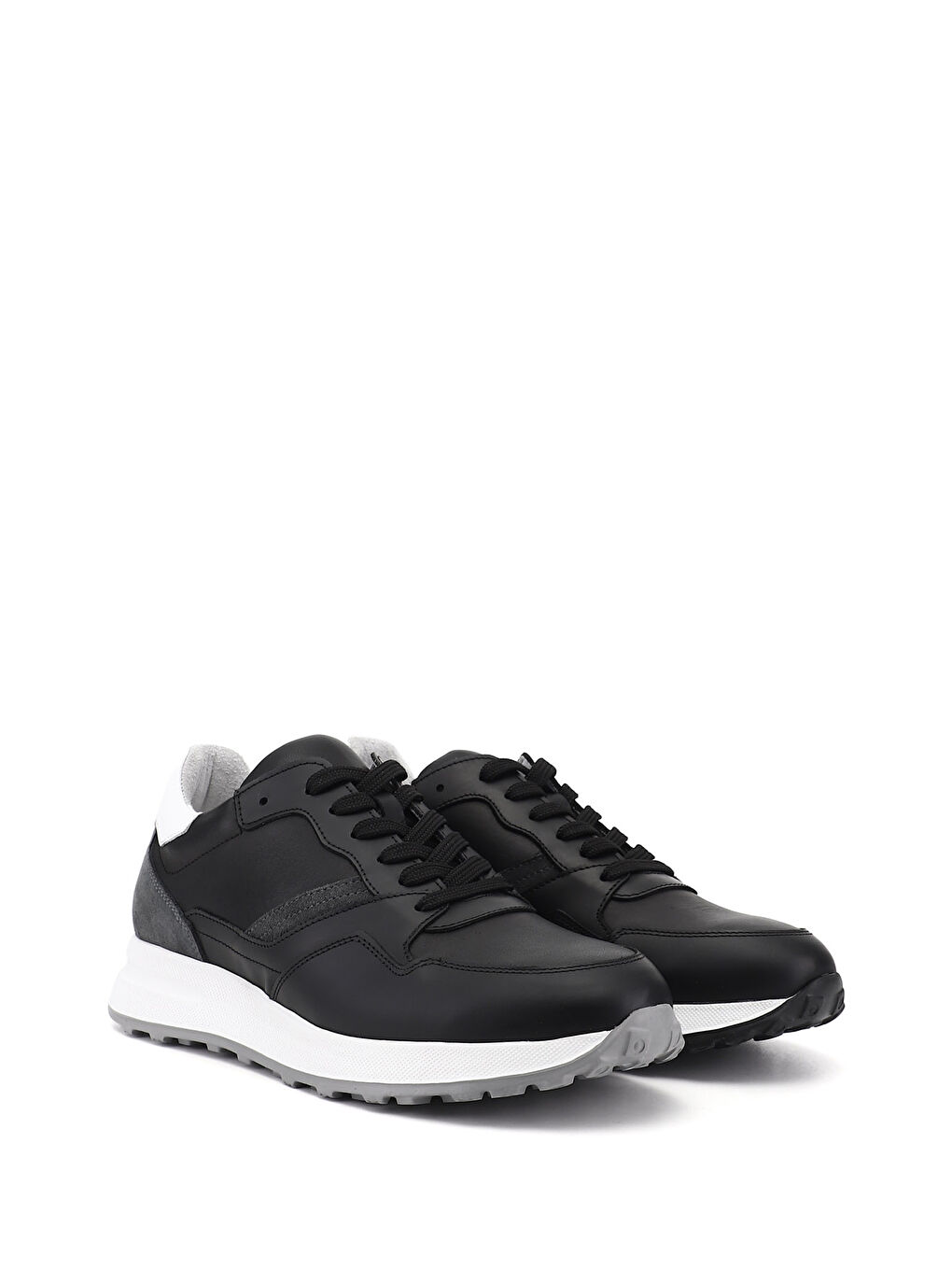 Siyah Erkek SİYAH Bağcıklı Hakiki Deri Comfort Sneaker-1