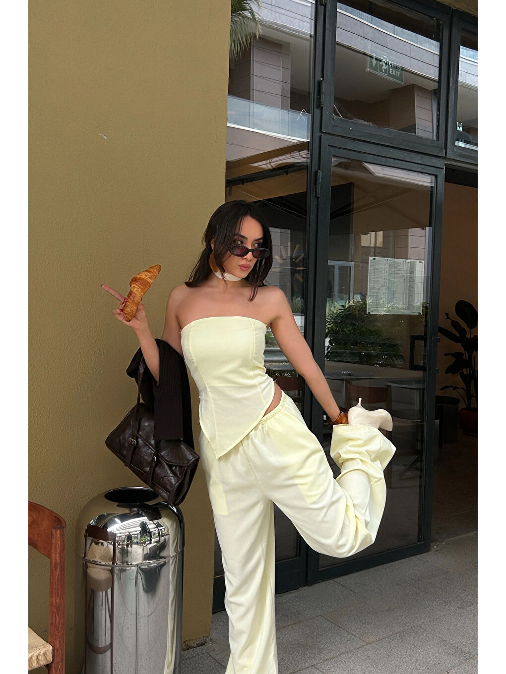 Kadın Sarı Straplez Takım 1006-5234-9