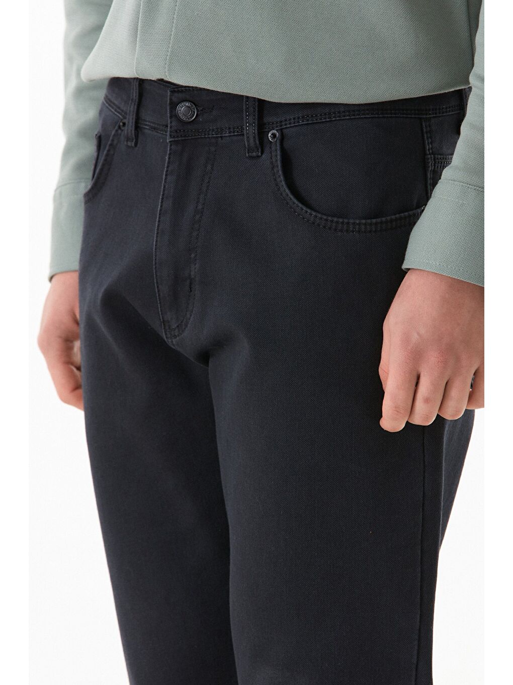 Gri Fermuarlı Regular Fit Jean-4