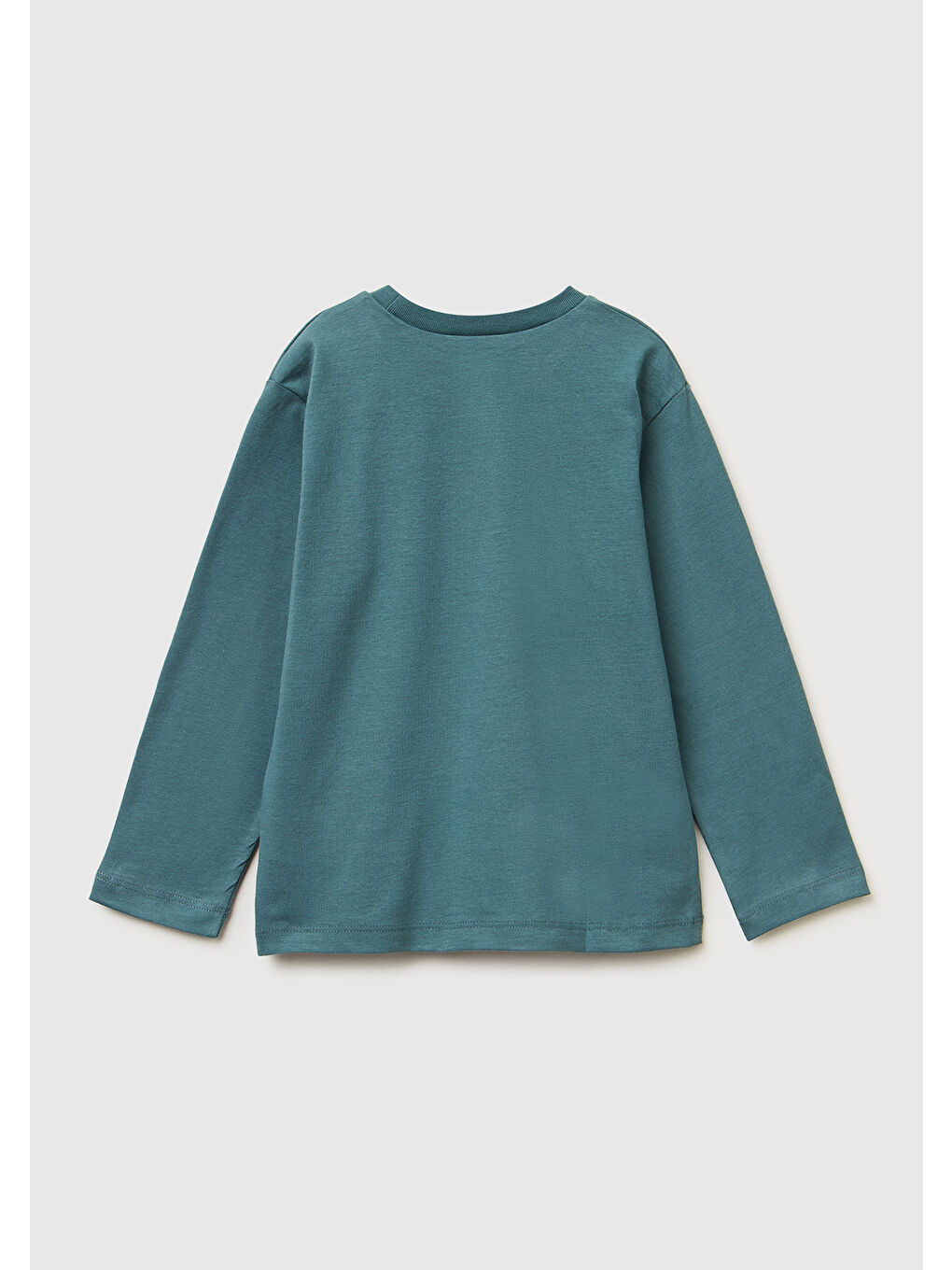 Erkek Çocuk Gri-Yeşil Önü Logo Baskılı Jarse Uzun Kollu T-shirt-1