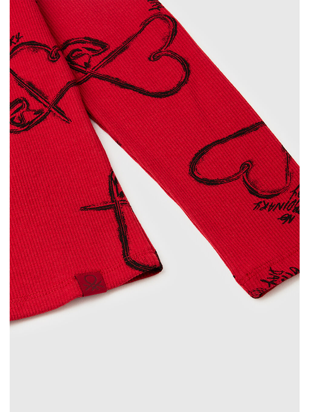 Kız Çocuk Kırmızı-Gri Tamamı Baskılı Logo Etiketli Bebe Yaka Uzun Kollu T-Shirt-2