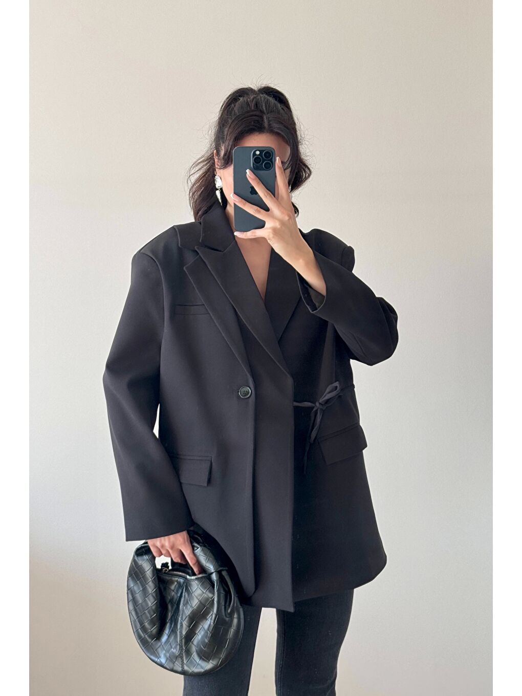 Kadın Siyah Çift Yaka Blazzer Ceket 0999-25088-3