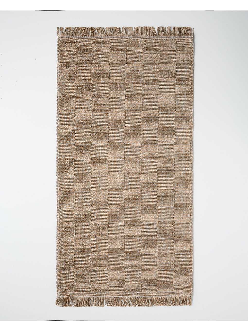 Bej Checker Bukle Kilim 80x150 cm Natural