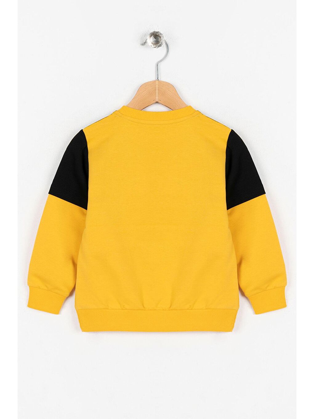 Sarı Bisiklet Yaka Uzun Kol Siyah Hardal Renk Erkek Çocuk Sweatshirt-1