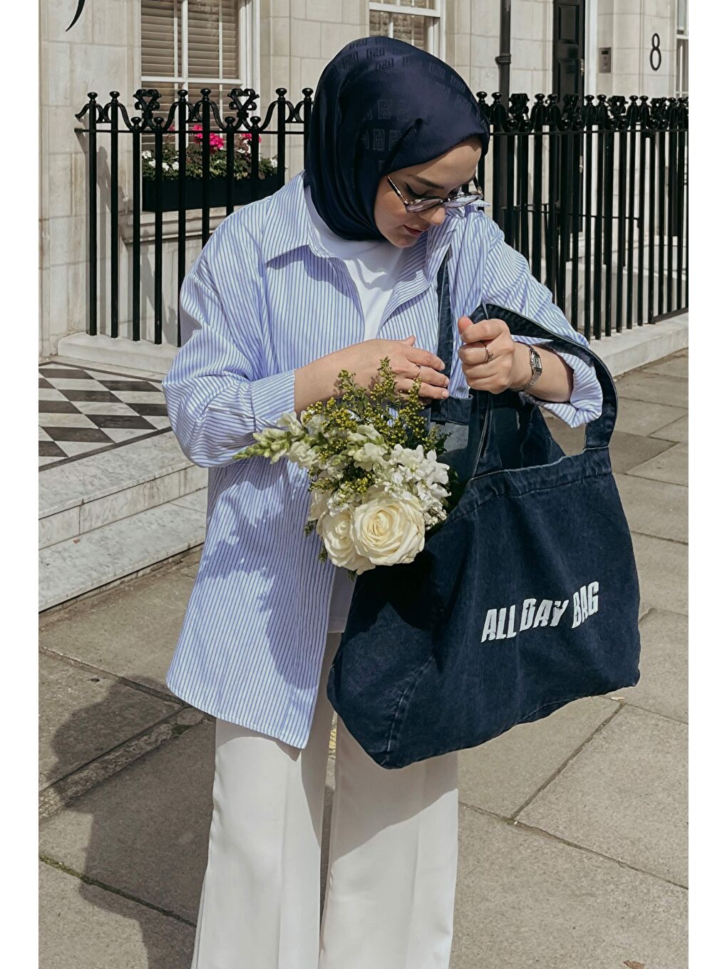 Çizgili Basic Gömlek Mavi-1