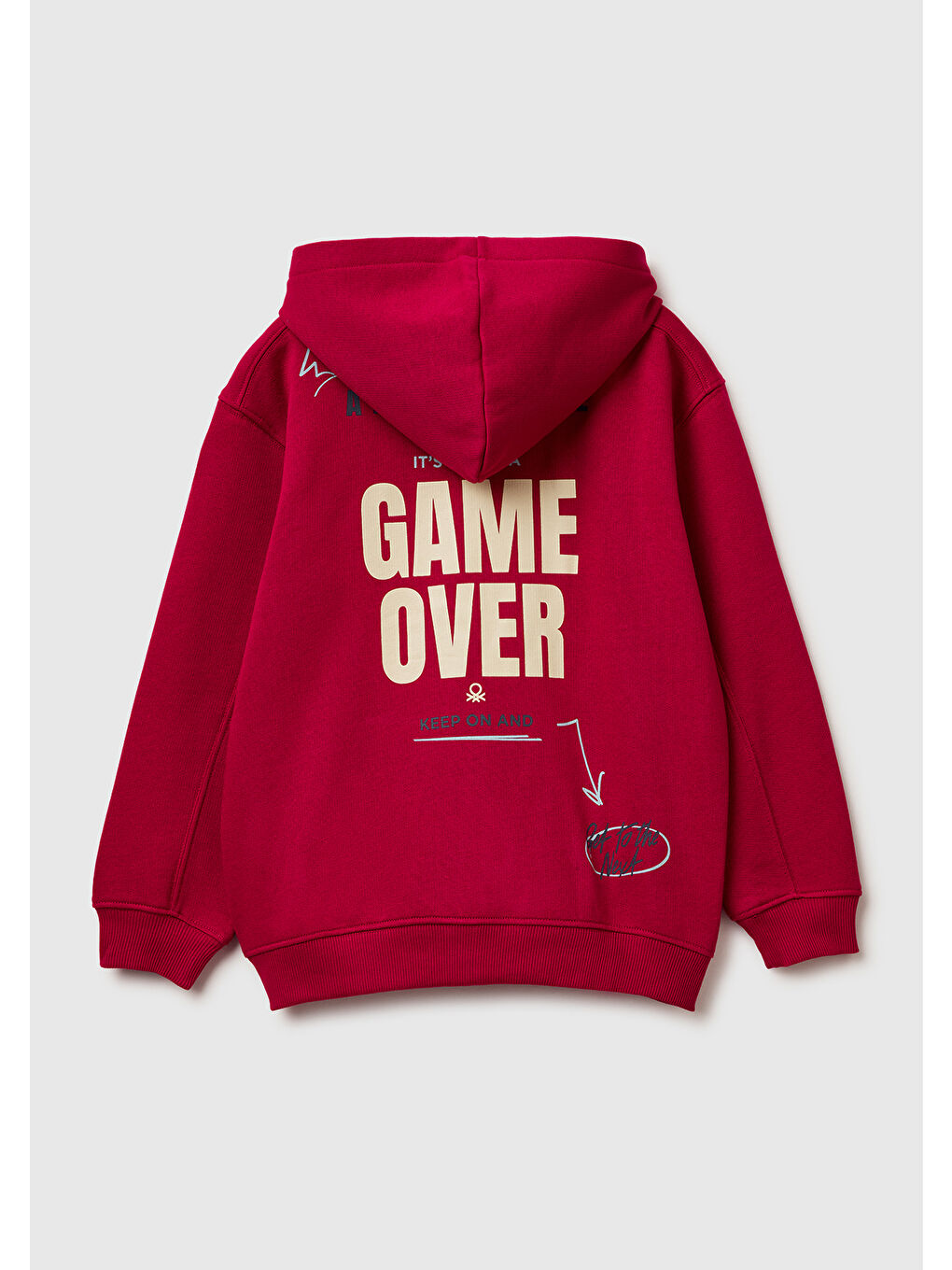 Erkek Çocuk Gri-Yeşil Baskılı Cepli Fermuarlı Kapüşonlu Sweatshirt-1