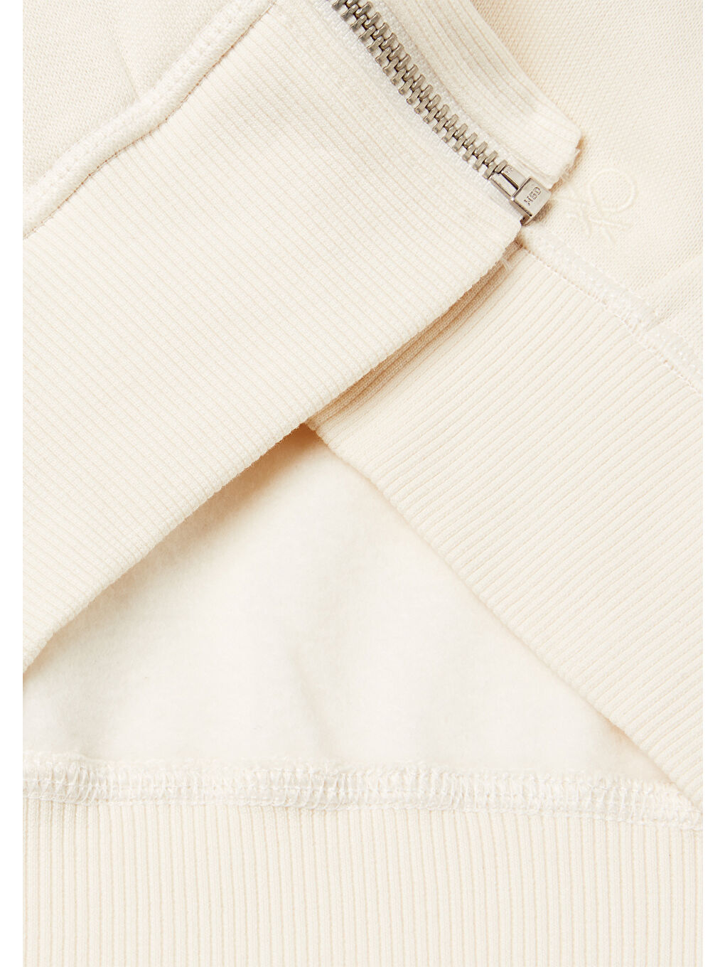 Kız Çocuk Ekru Kristal Aplikeli Logo Detaylı Fermuarlı Kapüşonlu Sweatshirt-2