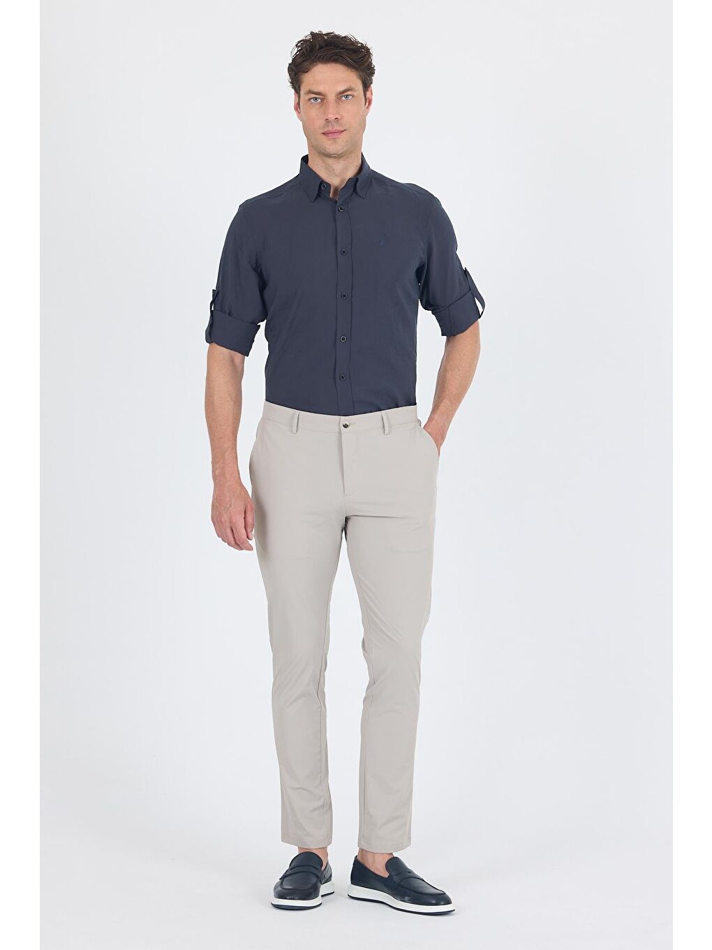 Bej Taş Rengi Yandan Cepli Casual Slim Fit Pantolon 1003250164-1