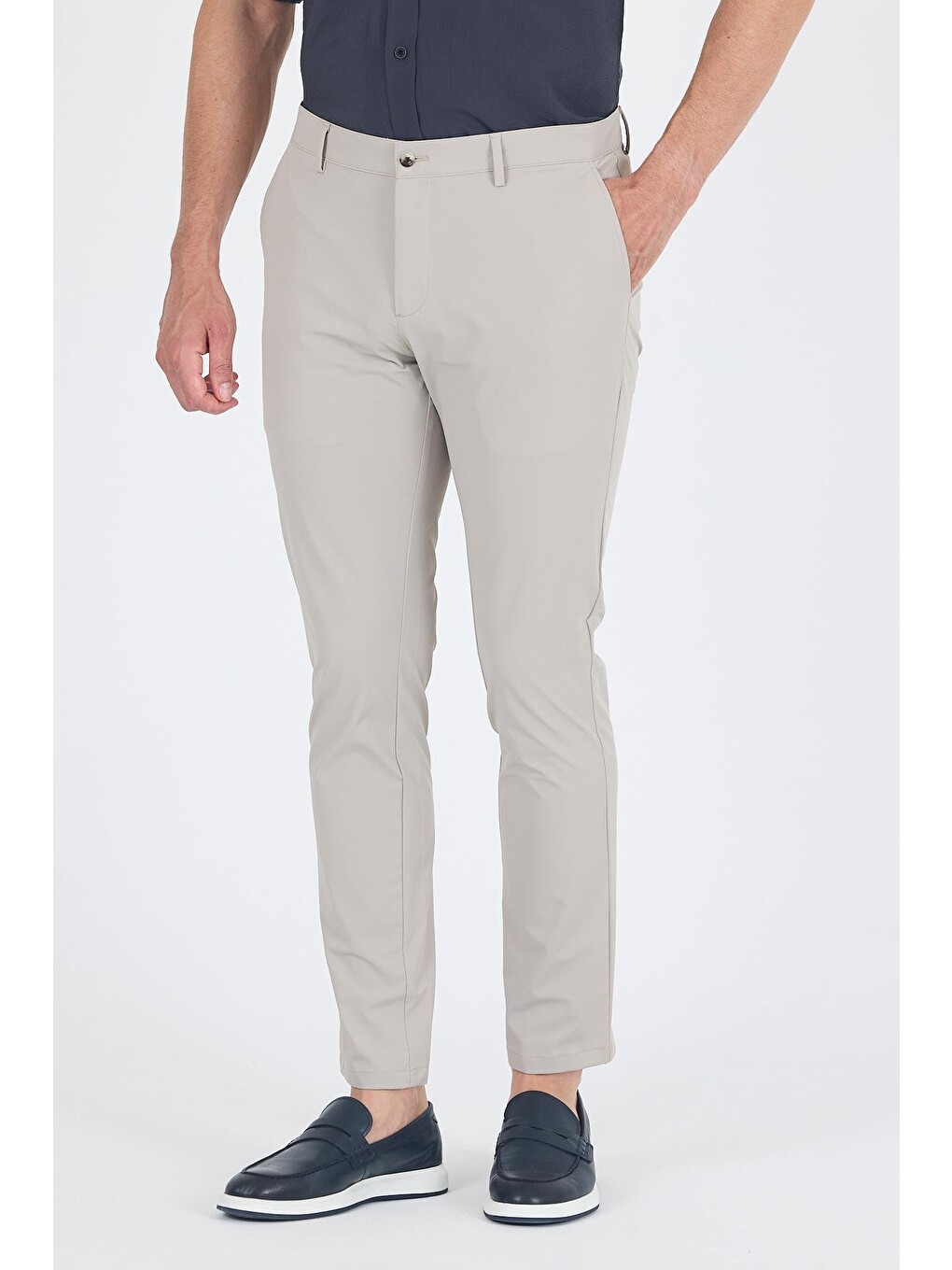 Bej Taş Rengi Yandan Cepli Casual Slim Fit Pantolon 1003250164-2