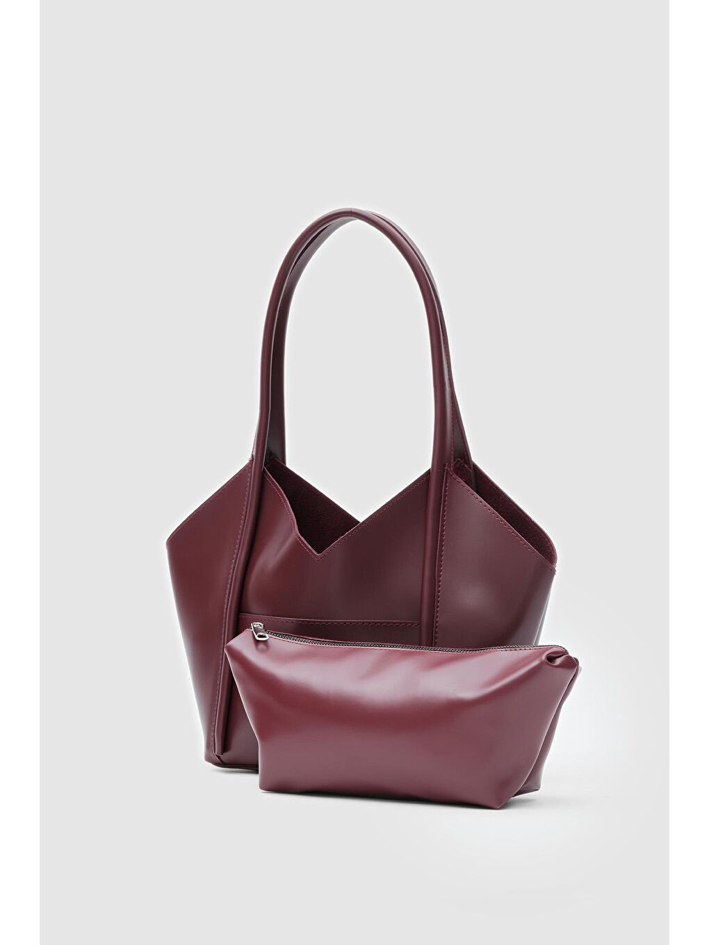 Geza Asimetrik Omuz Çantası Bordo-2