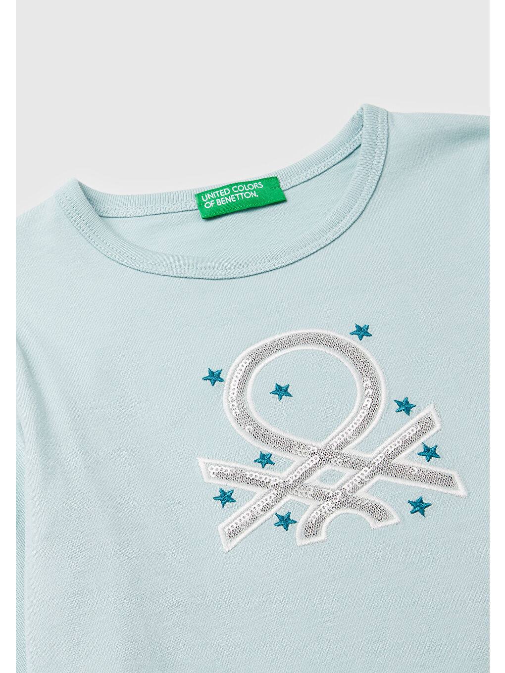 Kız Çocuk Su Yeşili Baskılı Payetli Regular Fit Uzun Kollu T-shirt-2