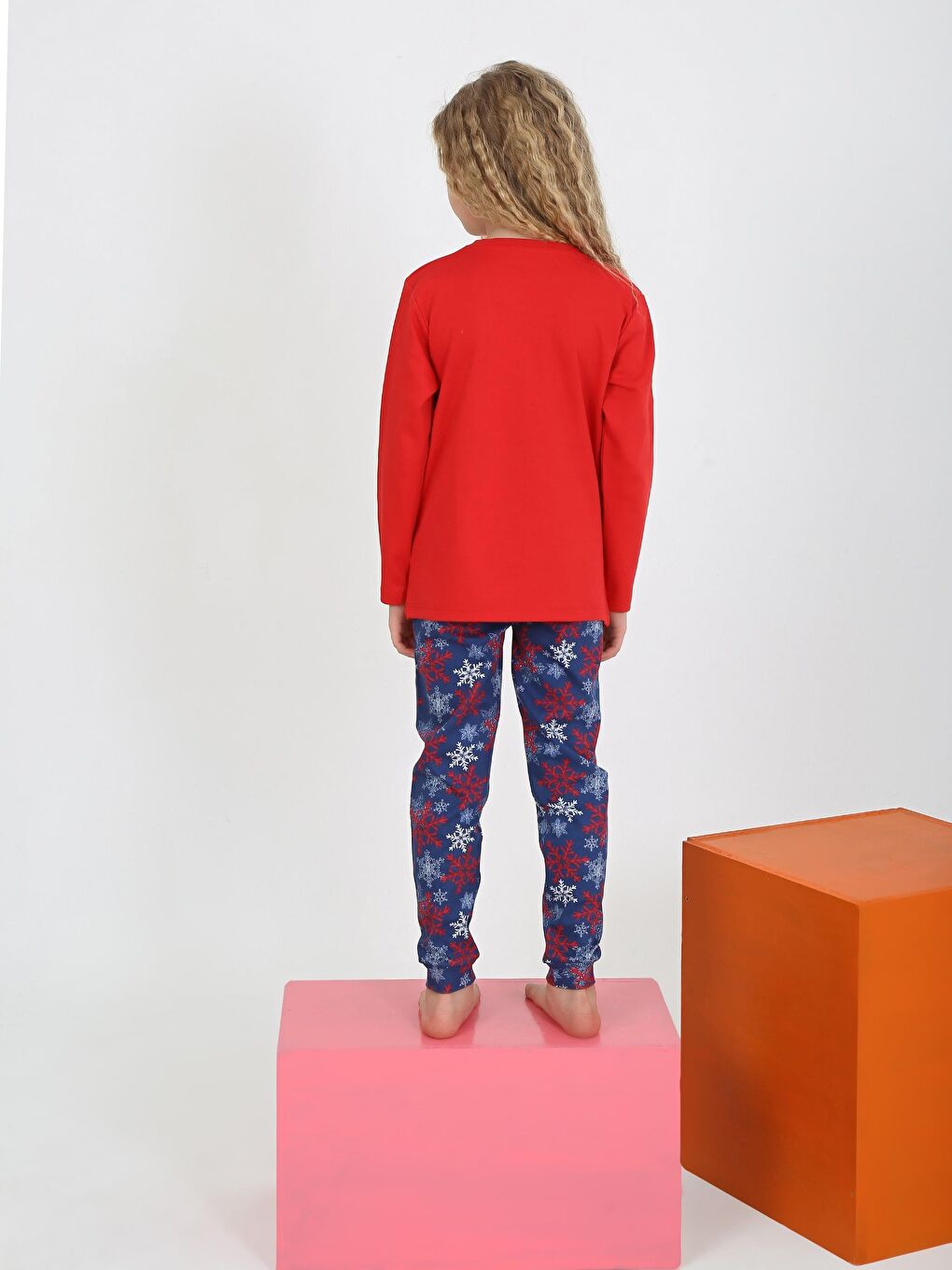 Kırmızı Kız Çocuk Uzun Kollu %100 Pamuklu Pijama Takımı Today-1