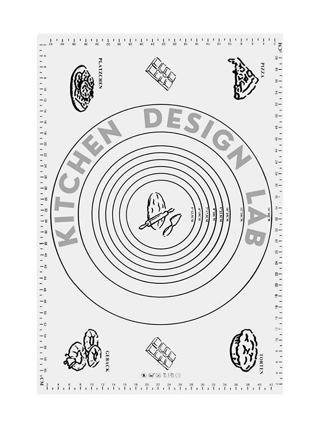 Beyaz 45x65 Cm Silikon Hamur Açma Matı, Çelik Un Eleği ve Hamur Şekillendirme Seti 3’lü-1