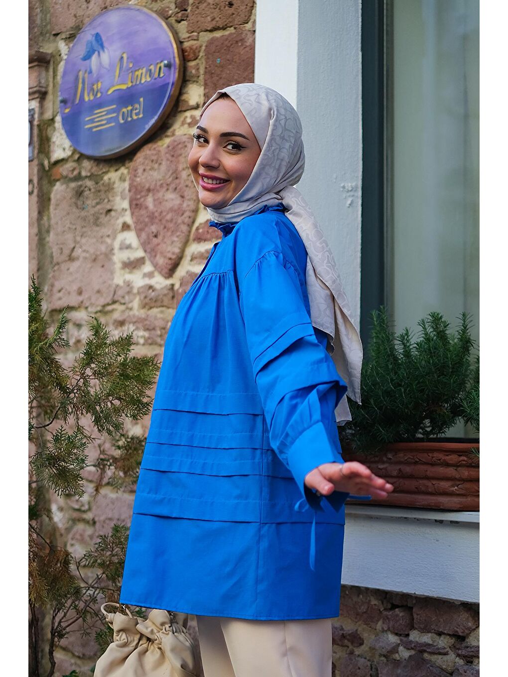 Kat Kat Pileli Gömlek Mavi-2