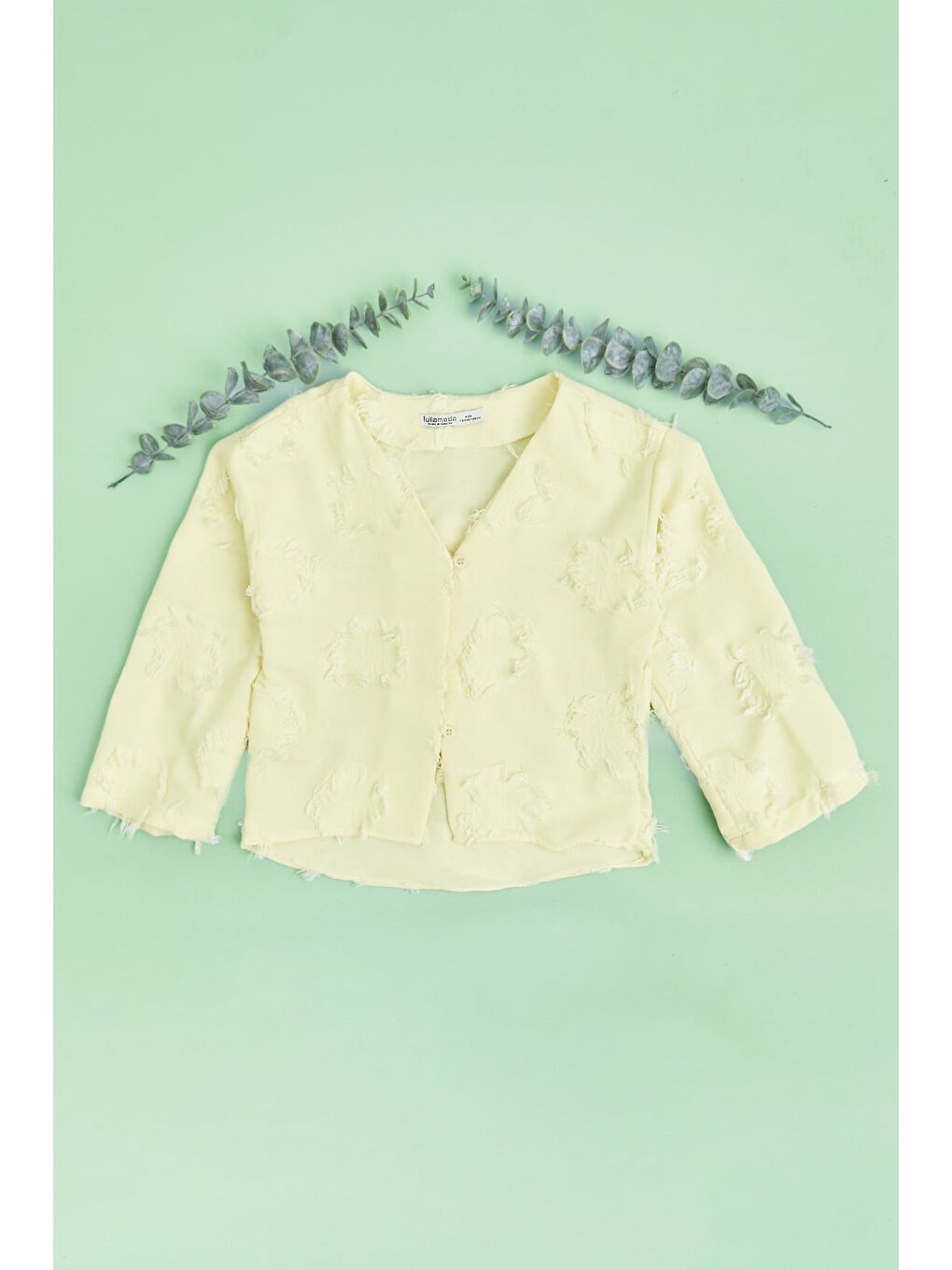 Sarı Püsküllü Salaş Kız Çocuk Gömlek-2