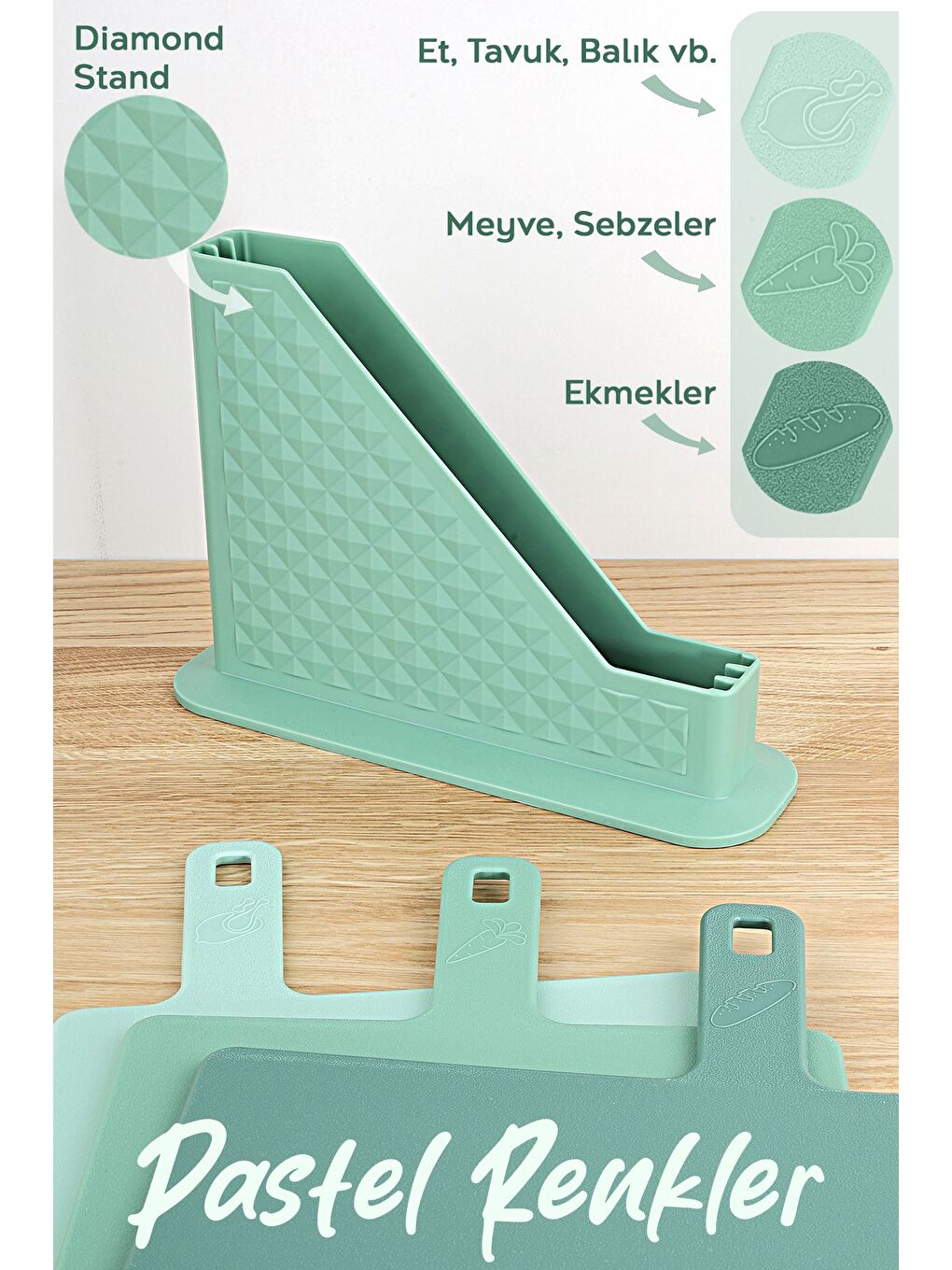 9 Parça Mutfak Seti Çok Amaçlı Karıştırma Kabı Süzgeç Sıkacak Standlı Kesme Tahtası Seti Yeşil-4