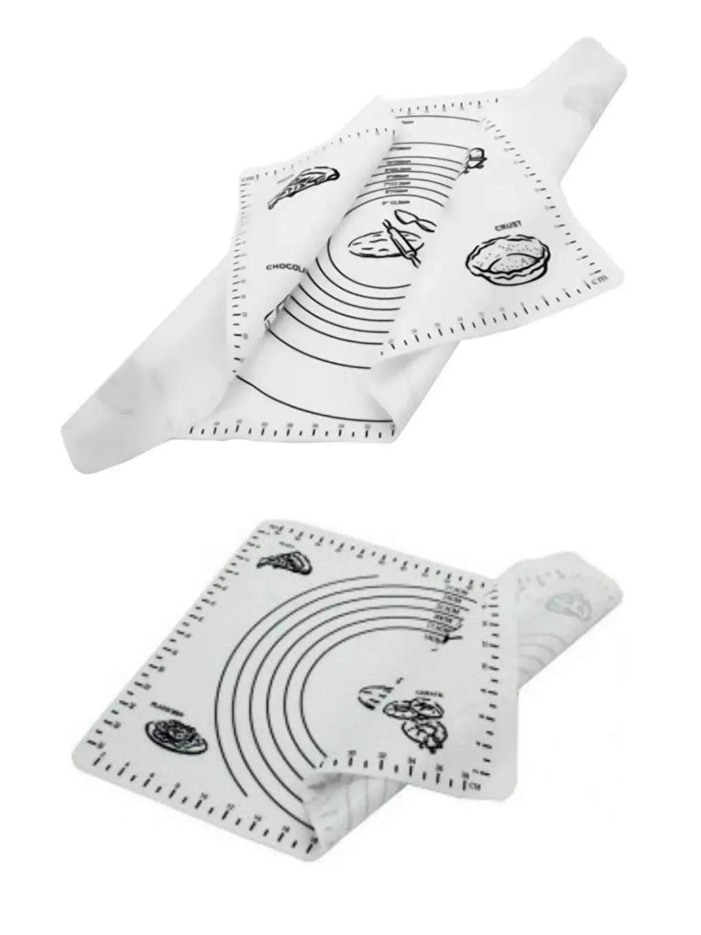 2'li Set Beyaz 45x65 Cm Silikon Hamur Açma Matı Ve Hamur Şekillendirme Seti 3’lü-5