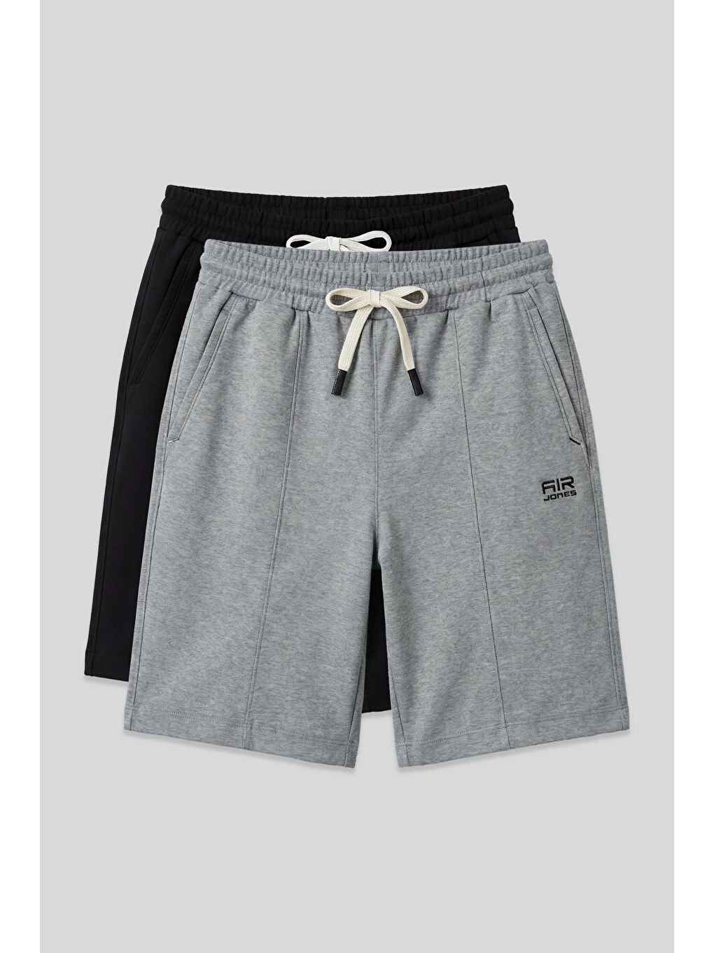 Standart Fit Basic 2li Paket Siyah-Gri Melanj Erkek Şort - 81277