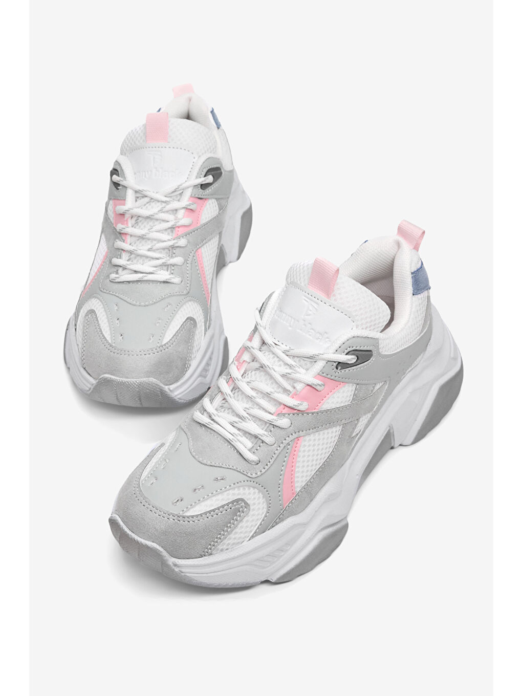Gri Kadın Buz Pudra Rahat Kalıp Poli Taban Bağcıklı Sneaker-2
