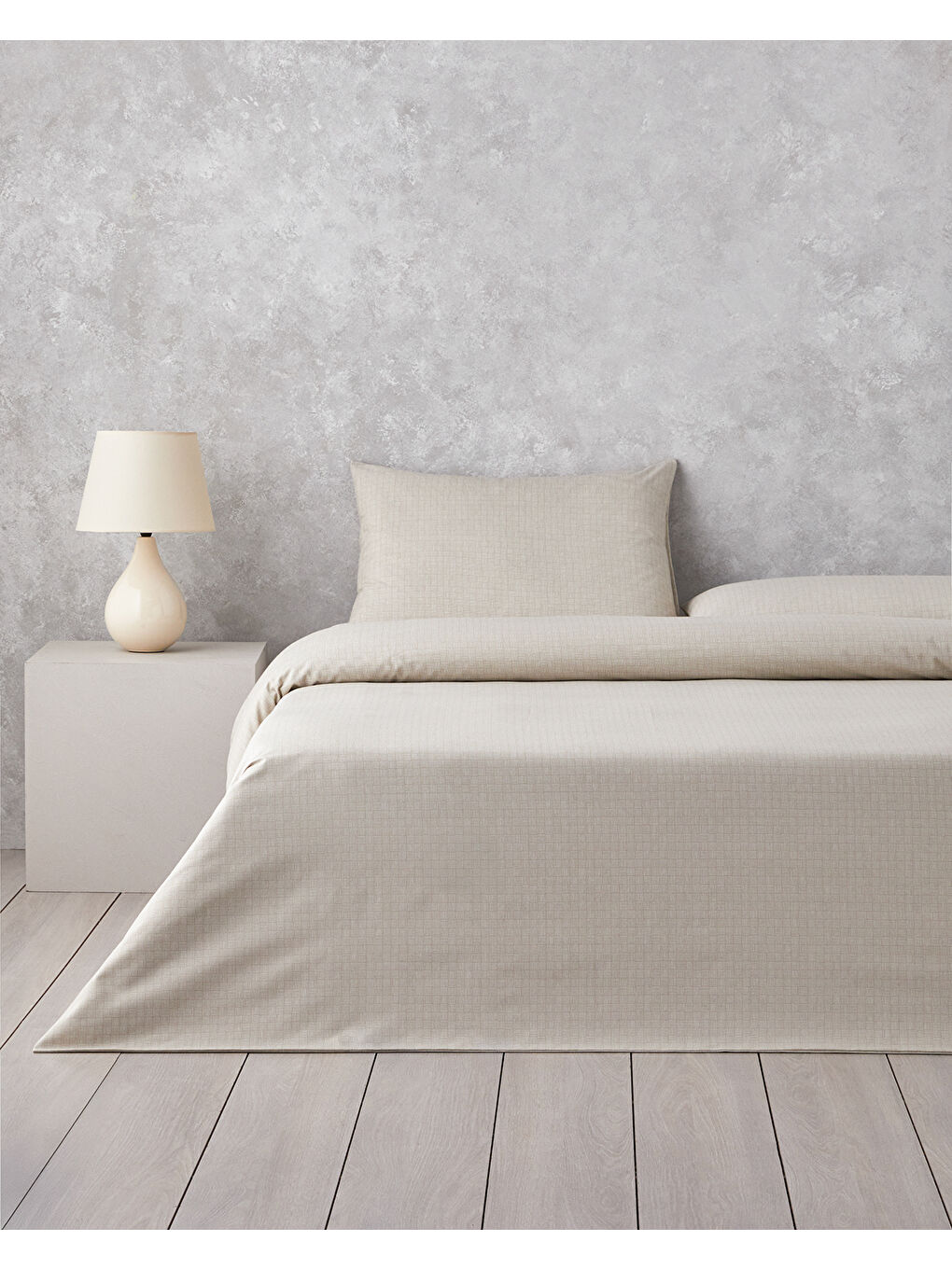 Linework Kolay Ütülenir Tek Kişilik Nevresim Takımı 160x220 cm Bej