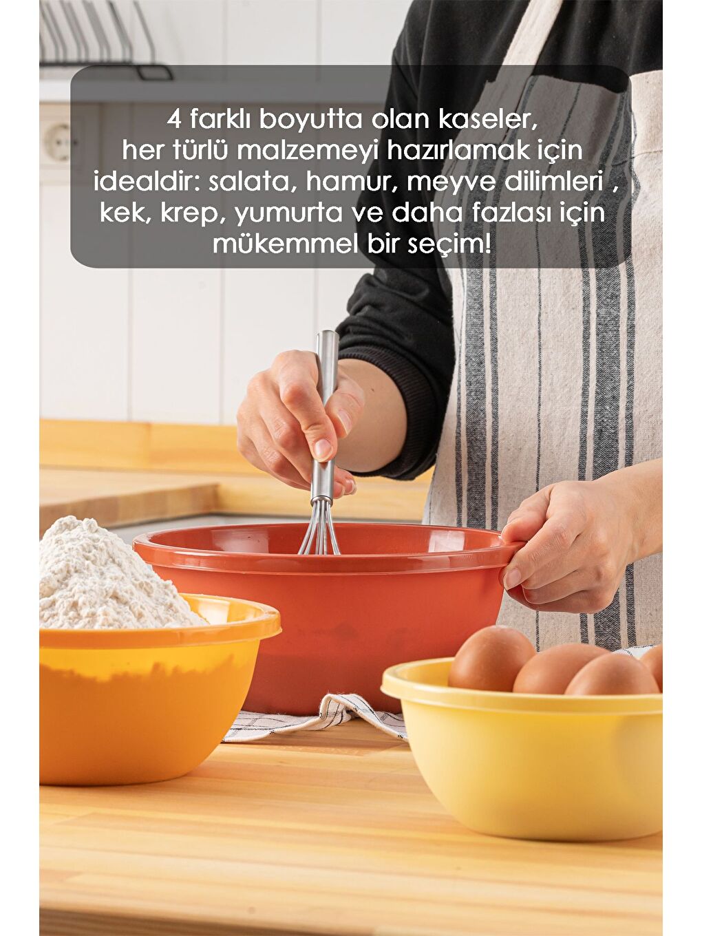 Karışık 4 li Set Yuvarlak Hazırlık Kase Seti Çok Amaçlı Çırpma Kabı Badya Seti Saklama Kabı-1