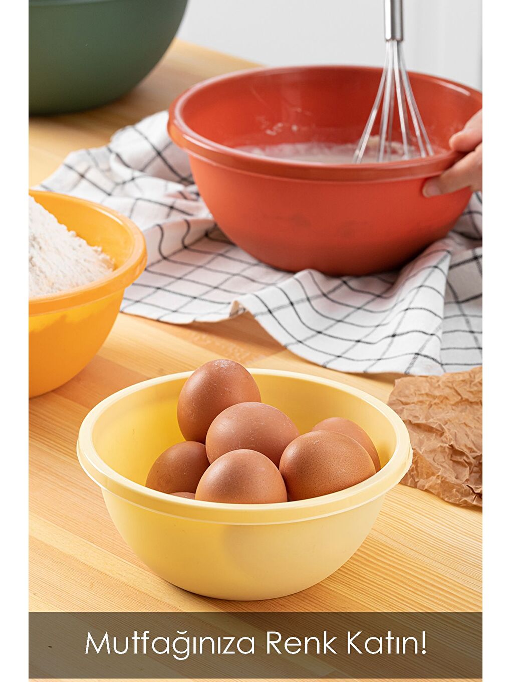 Karışık 4 li Set Yuvarlak Hazırlık Kase Seti Çok Amaçlı Çırpma Kabı Badya Seti Saklama Kabı-2