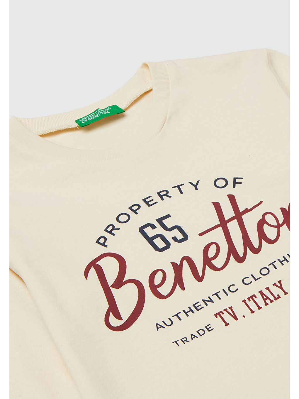 Ekru Erkek Çocuk Krem Önü Logo Baskılı Jarse Uzun Kollu T-shirt-2