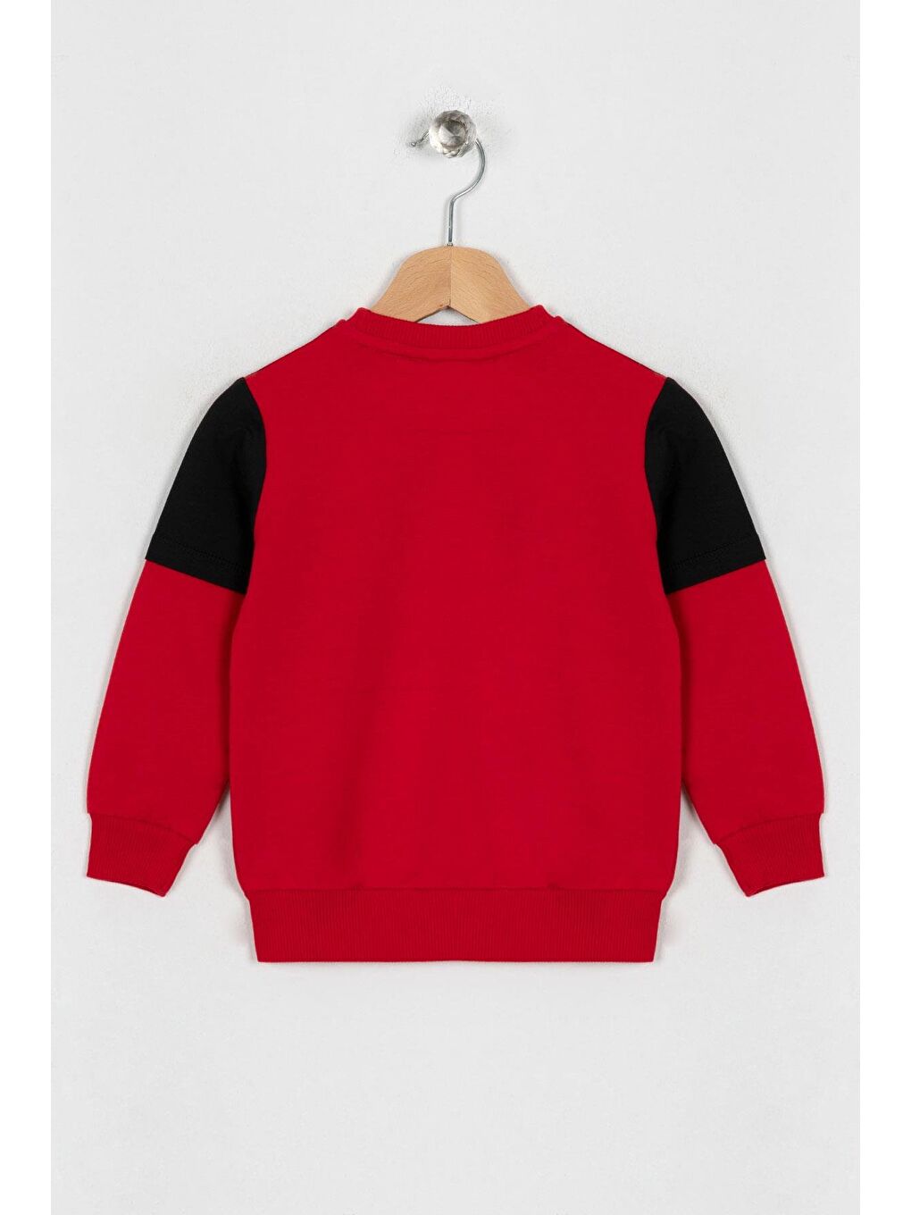 Bisiklet Yaka Uzun Kol Siyah Kırmızı Renk Erkek Çocuk Sweatshirt-1