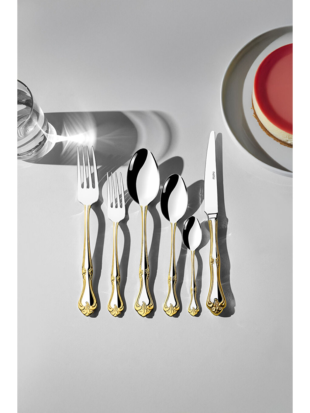 Sarı Lalezar Altın Sade 12 Kişilik 72 Parça Kutulu Çatal Kaşık Bıçak Takımı