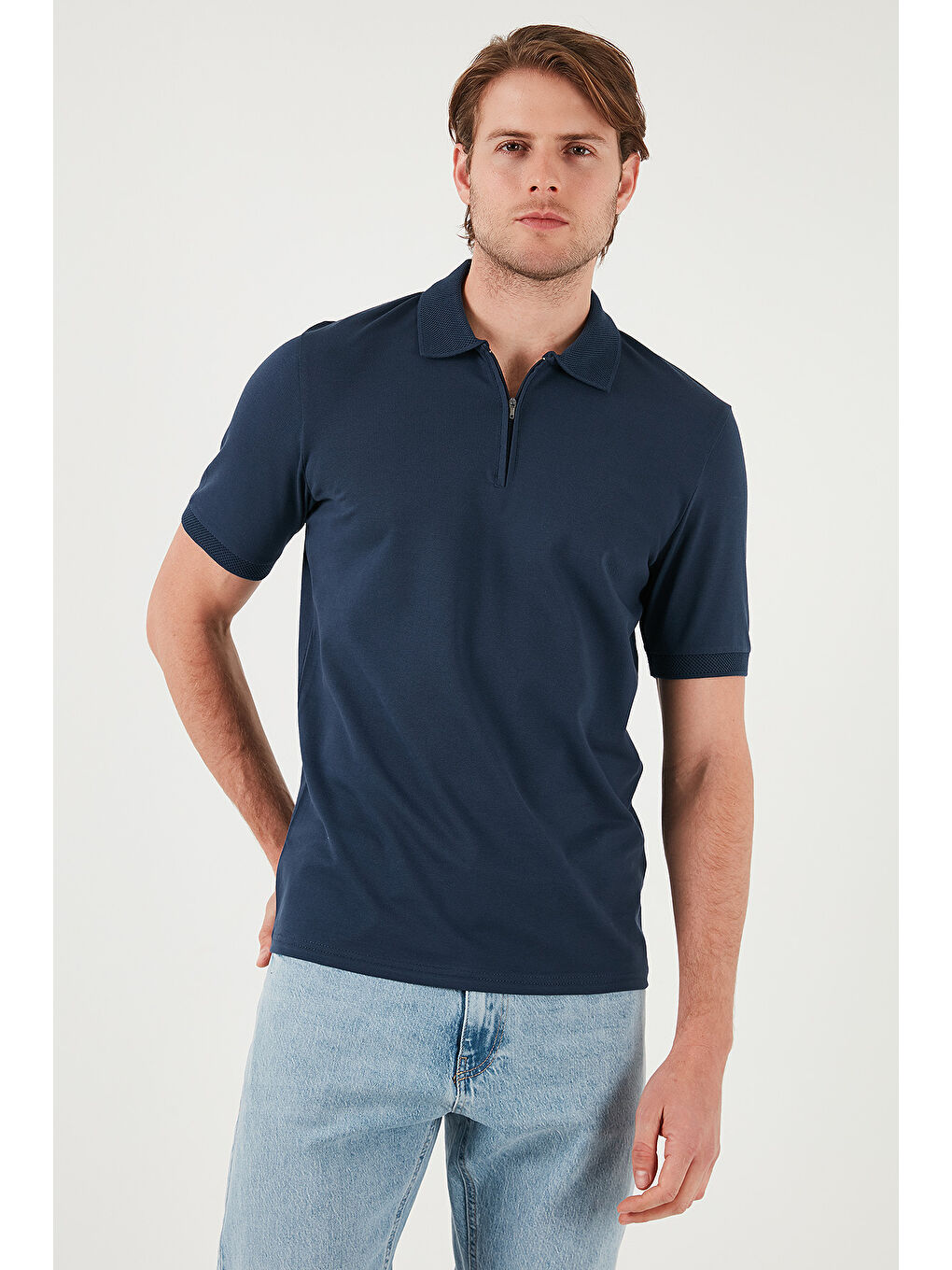 Buratti Indigo Pamuklu Regular Fit Yarım Fermuarlı Erkek Polo Yaka T Shirt 5901029 - 1