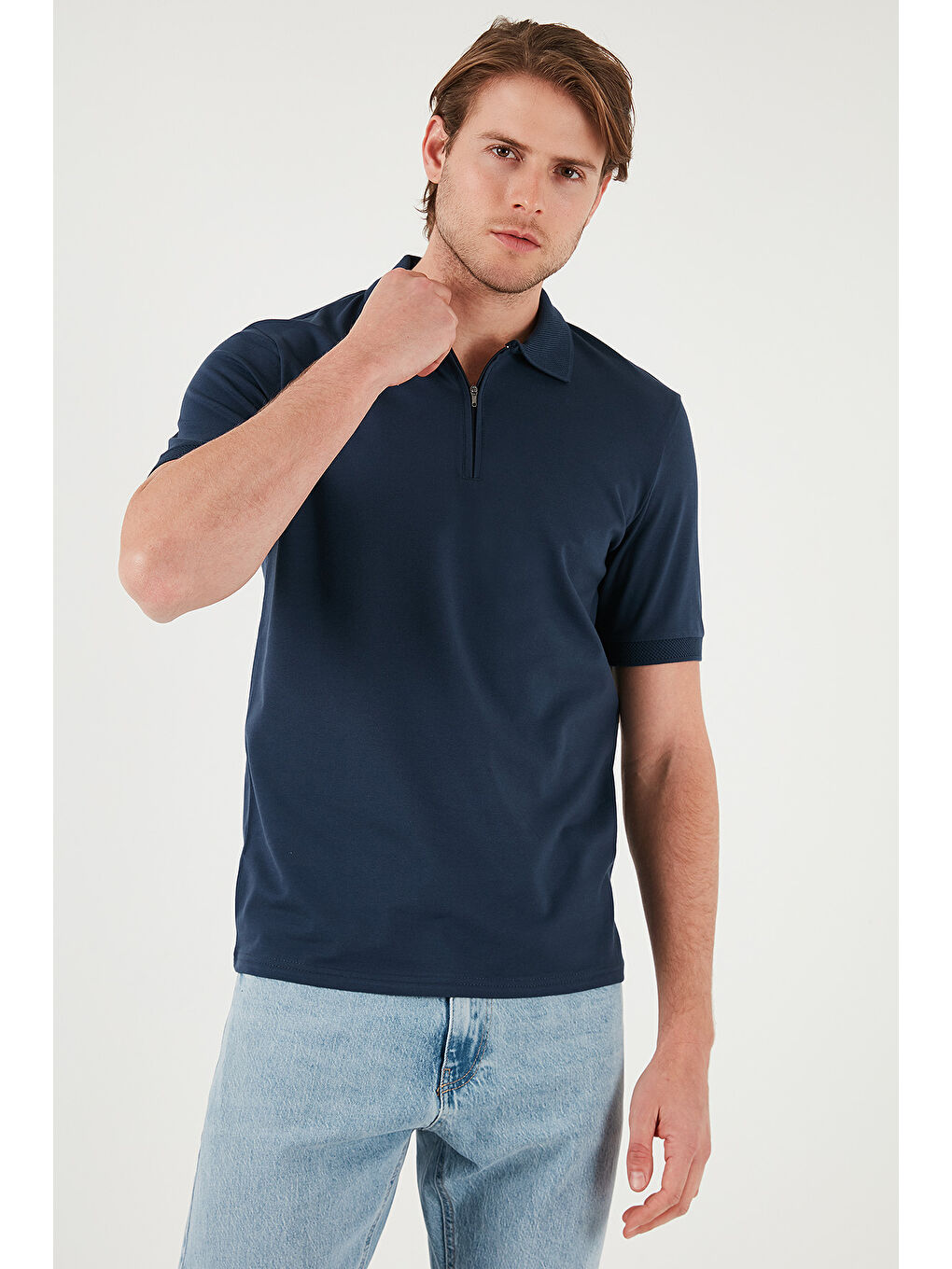 Buratti Indigo Pamuklu Regular Fit Yarım Fermuarlı Erkek Polo Yaka T Shirt 5901029 - 2