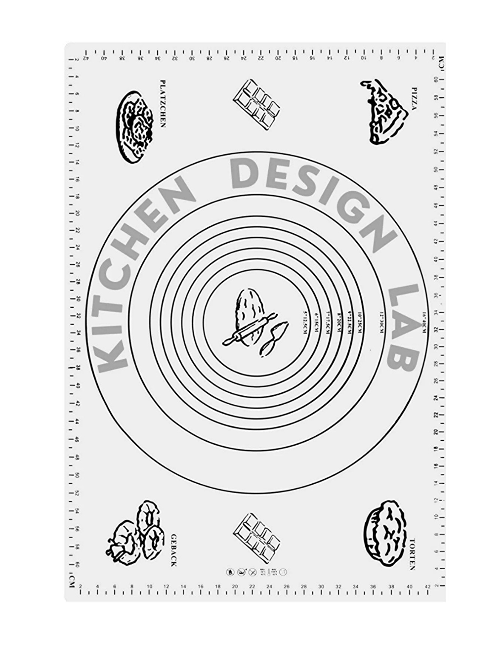 Beyaz 1. Sınıf Kaliteli Silikon Ölçülü Çok Amaçlı Hamur Açma Matı 45 Cm X 65 Cm Ve Çelik Un Eleği-2