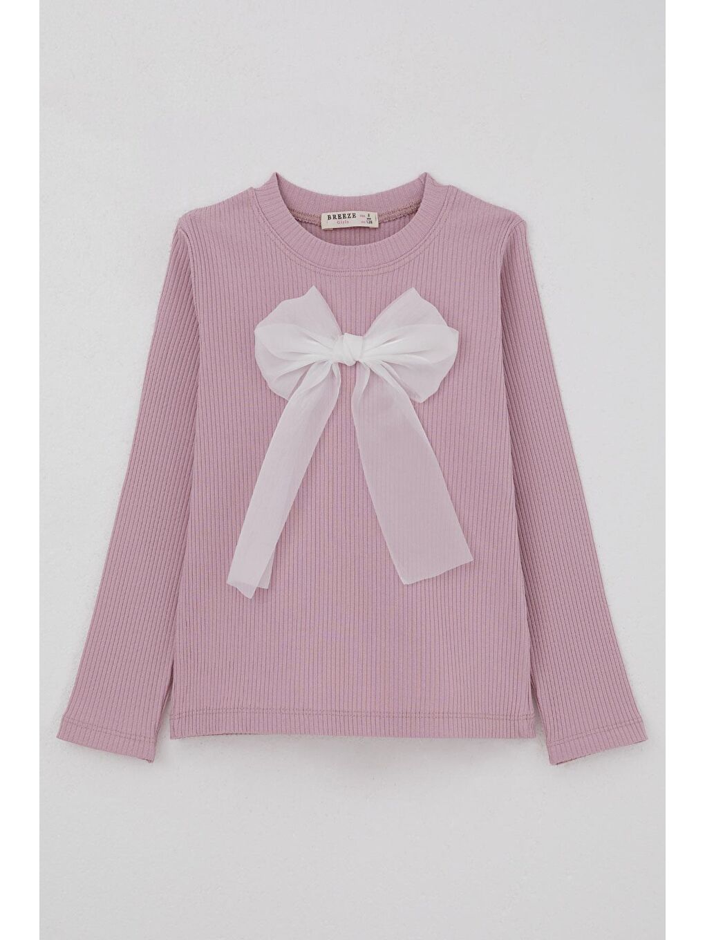 Kız Çocuk Uzun Kollu Tişört Fiyonk Aksesuarlı Lila (8-12 Yaş)-3