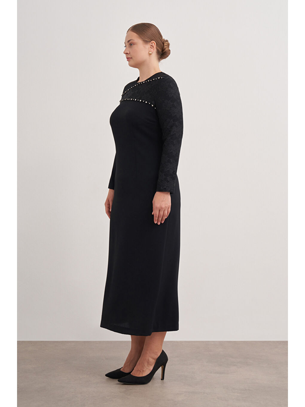 Siyah 4636112 Abiye Elbise-1